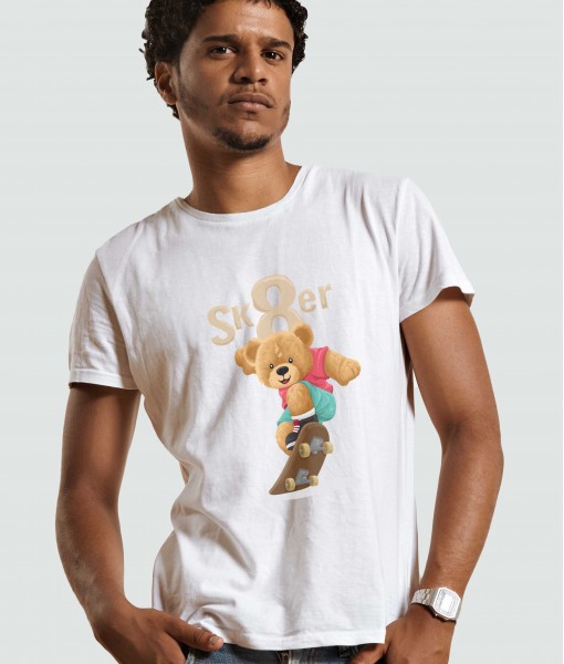 Мъжка тениска с щампа Мечета Sk8er bear